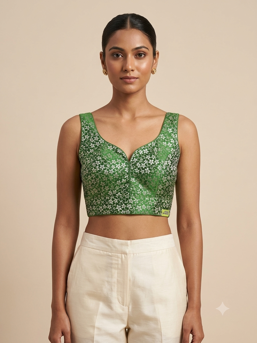 Sleeveless banaras blouse(inside hands available)