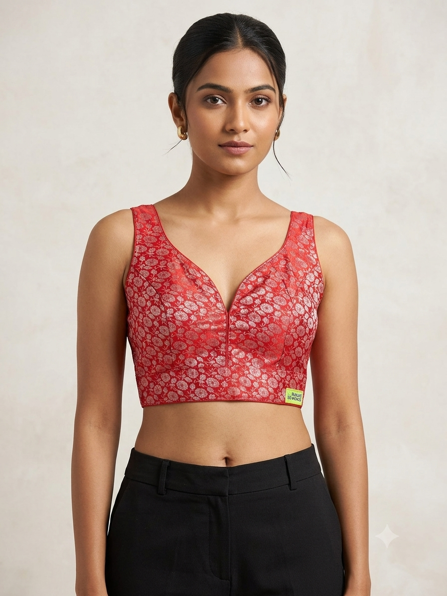 Sleeveless banaras blouse(inside hands available)