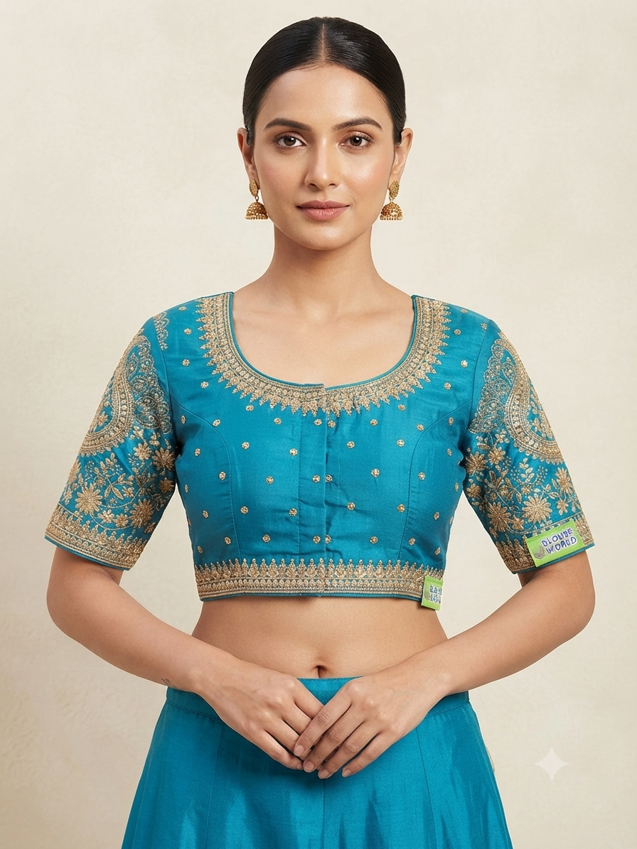 Sky Blue embroidery work Blouse 👚