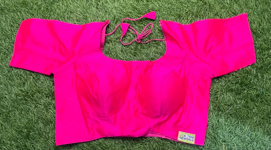 Hot 🔥 pink 💕 boat 🛥️ neck blouse elbow sleeve