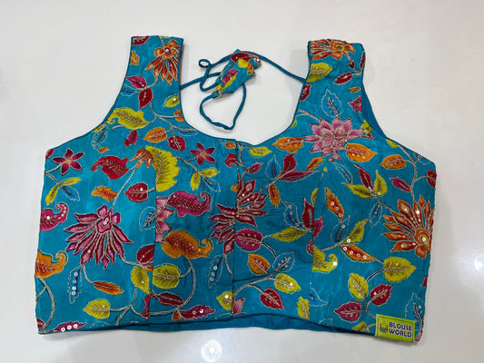 Sky blue flower 🌸 designer blouse 👚