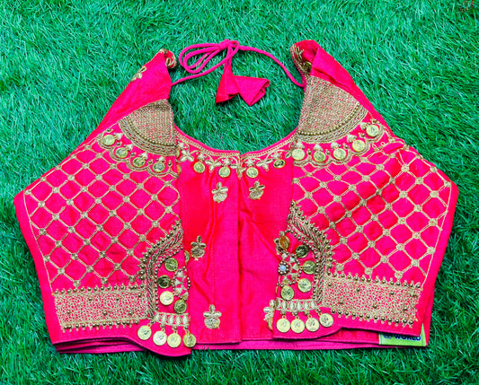 Pink colour Coin 🪙 work blouse 👚