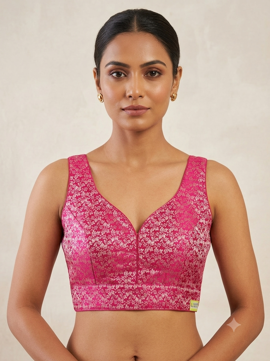 Sleeveless banaras blouse(inside hands available)