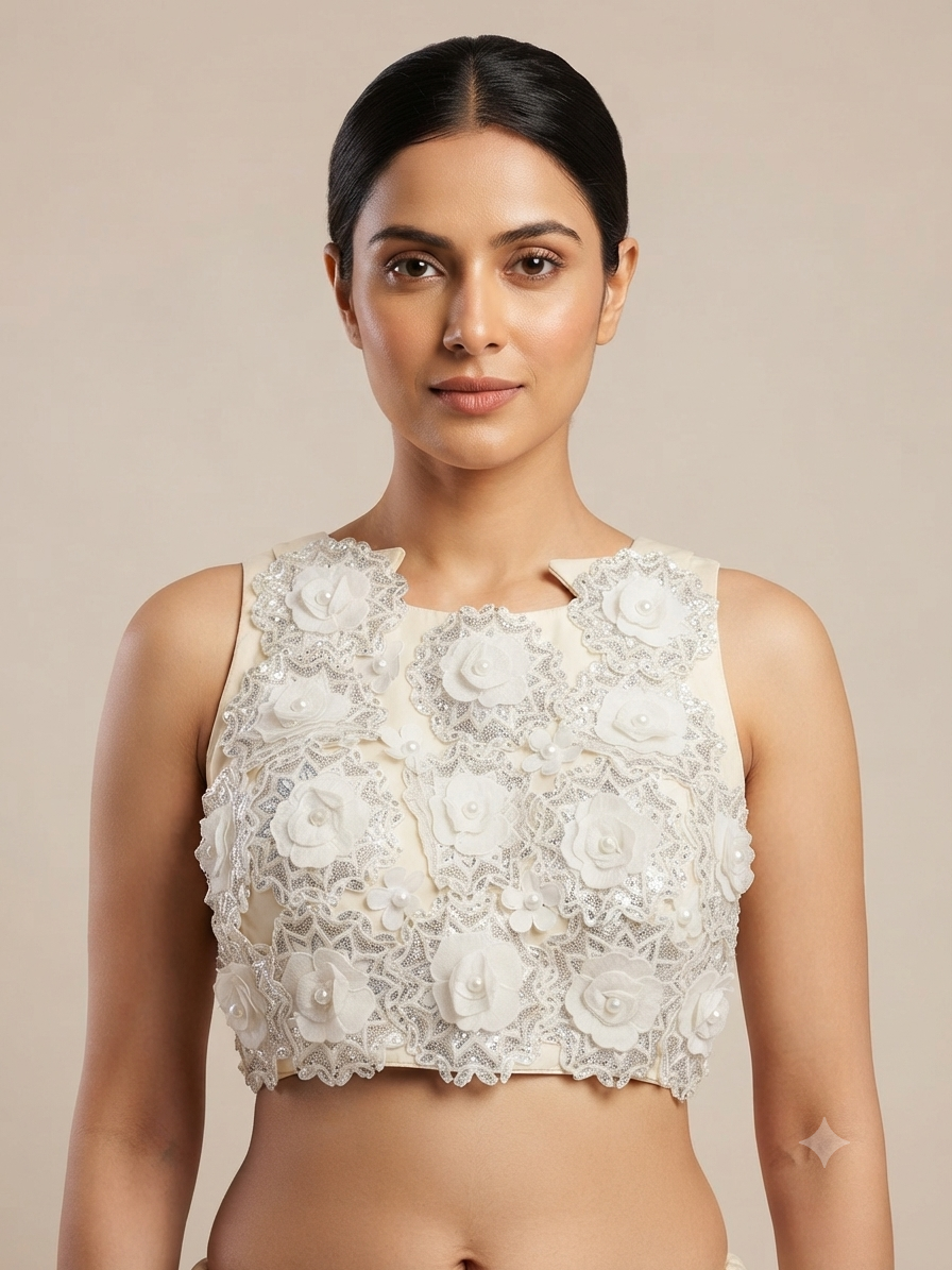 Flowers embroidery premium sleeveless blouse 👚