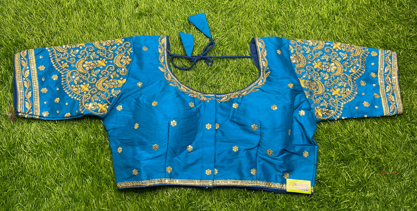 Sky blue colour hand work blouse 👚