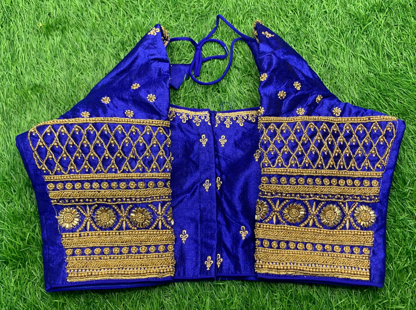 Royal blue heavy maggam work blouse