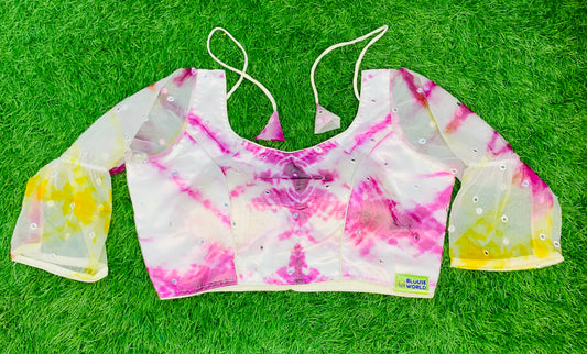 Pink fancy shibori blouse