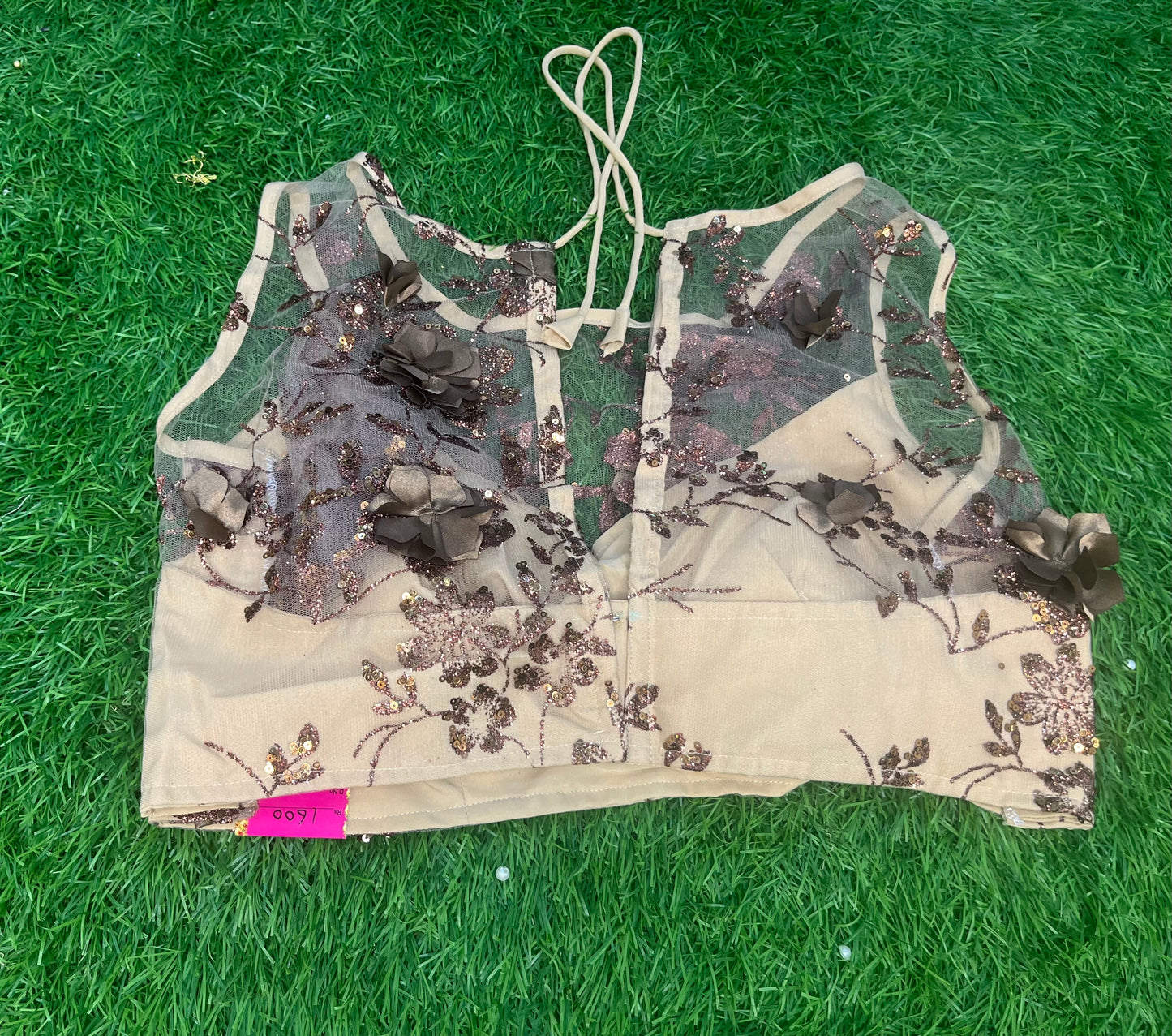 Copper shade fancy blouse back with hands