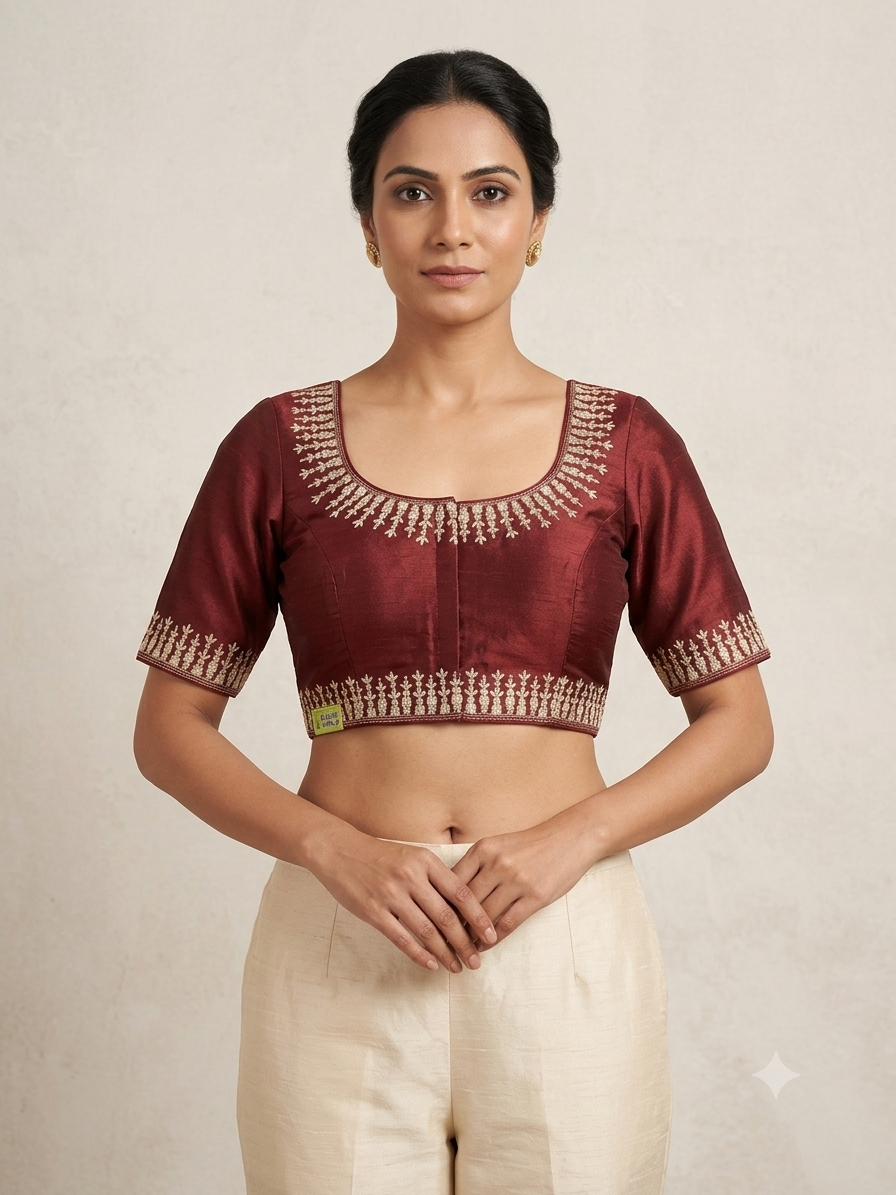 Embroidery rose gold zari blouse