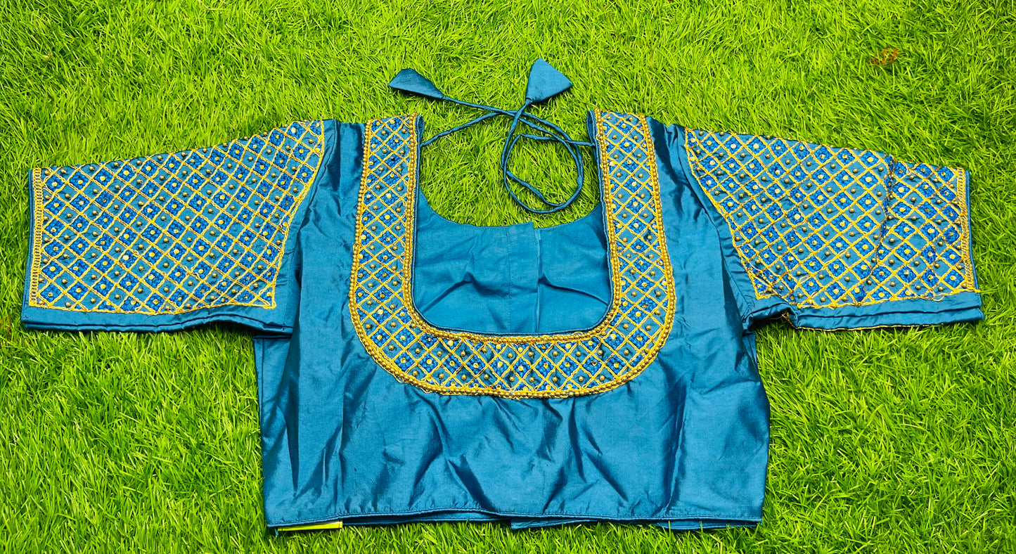 Sky blue colour designer blouse 👚