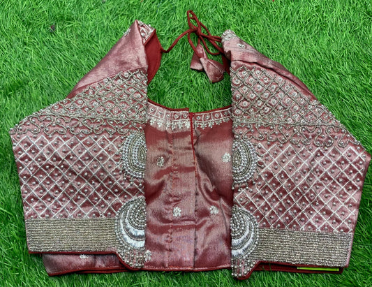 Marron tissue silver work blouse 👚