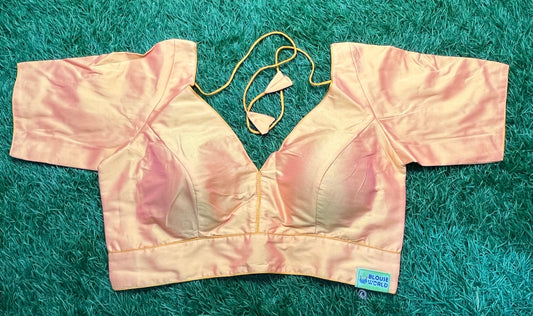 Peach dual shade v neck blouse