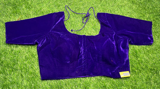 Royal blue colour plain velvet with hands blouse 👚