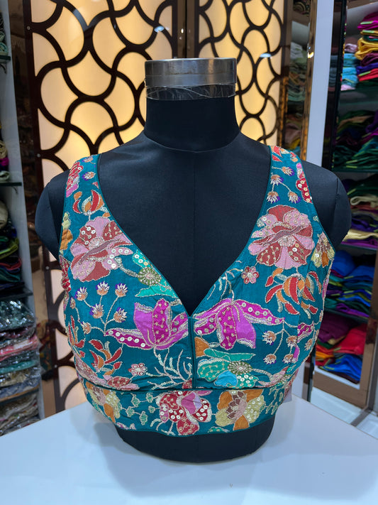 Multicolour flower 🌷 designed blouse with hands