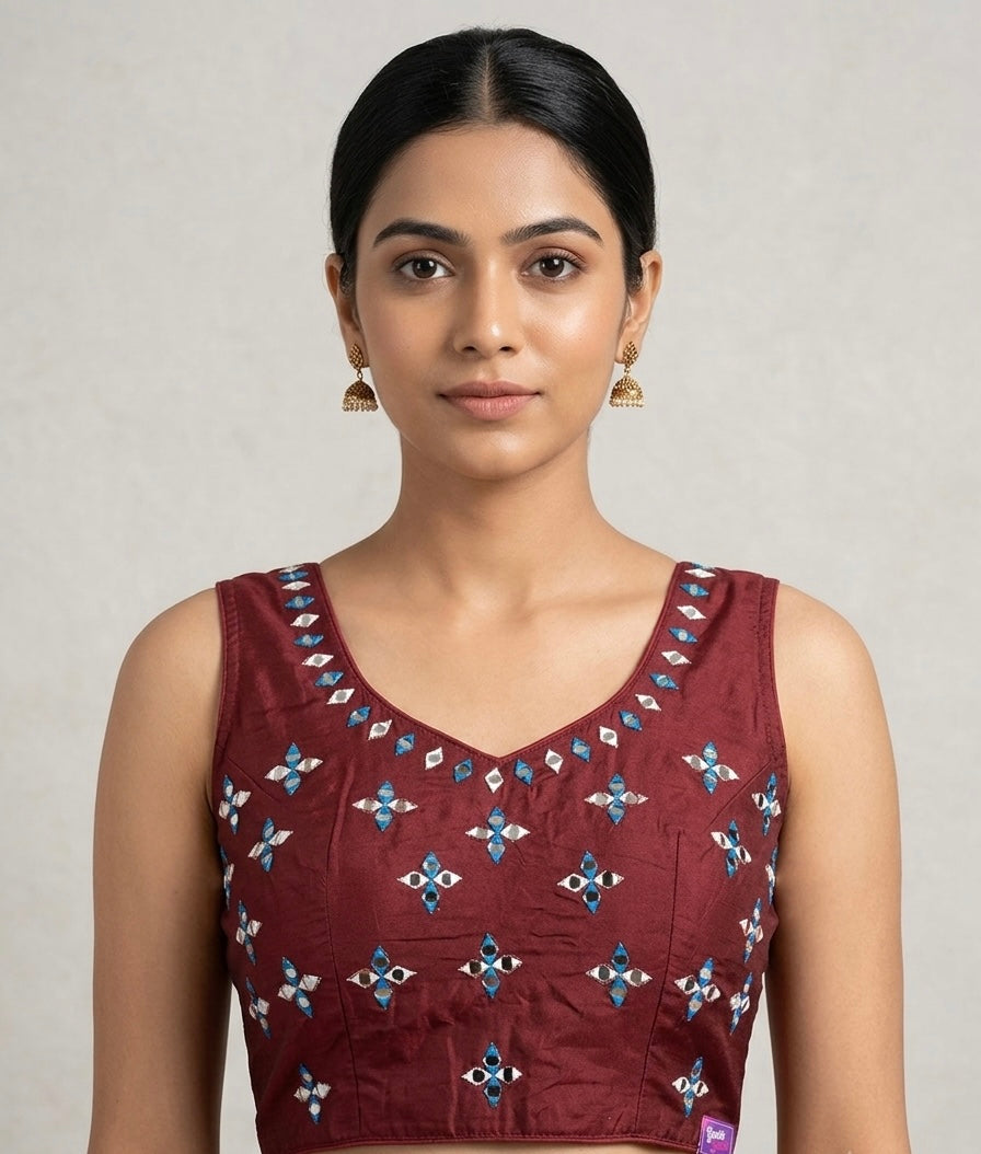 Navratri mirror work with hands blouse