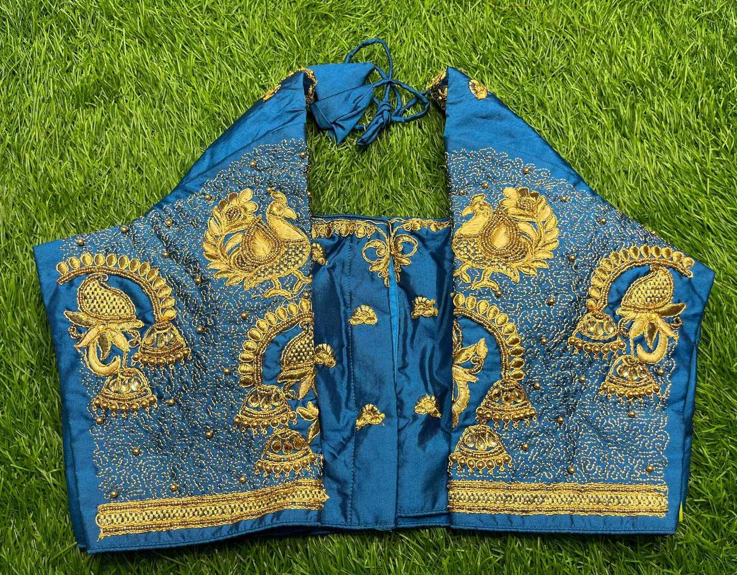 Fairoza blue heavy peacock 🦚 design hand work blouse 👚