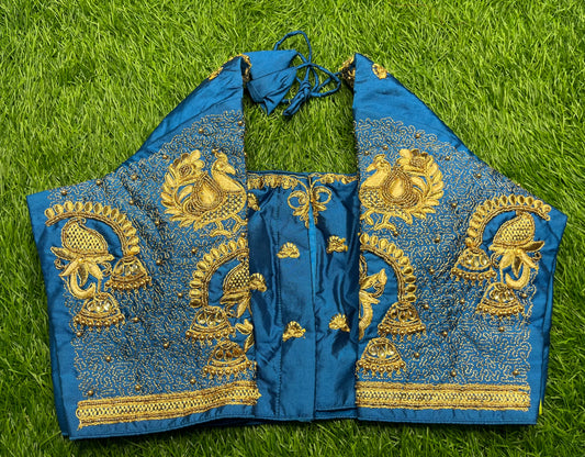 Fairoza blue heavy peacock 🦚 design hand work blouse 👚
