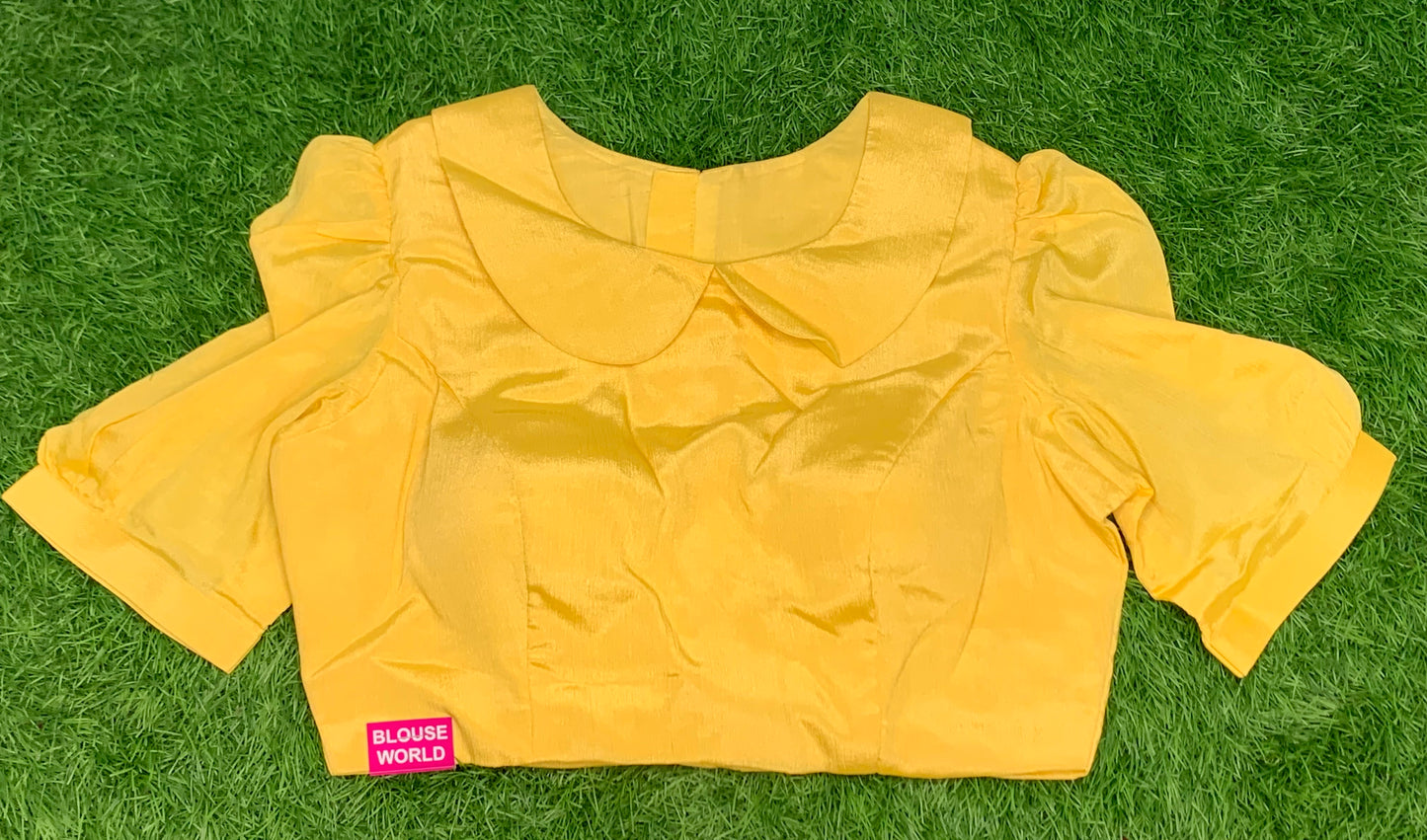 🥭 yellow mango colour Sita Raman blouse with collar