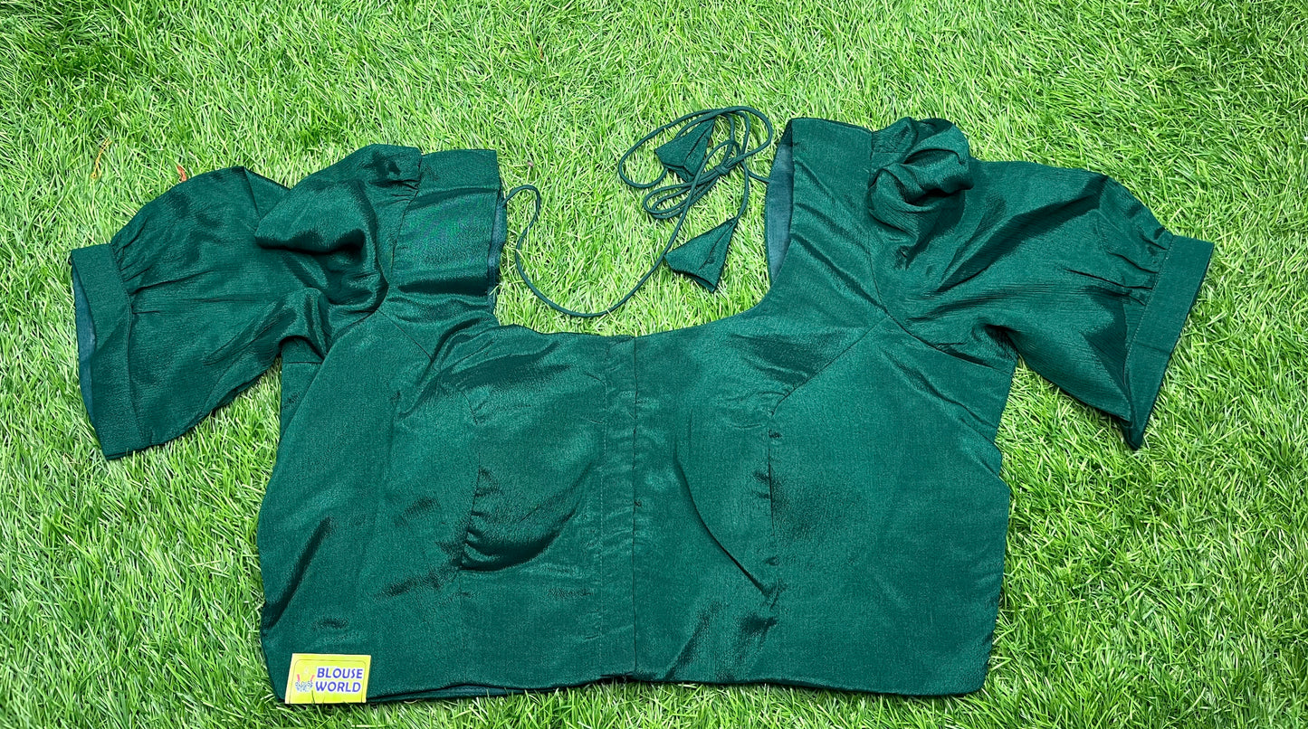 Bottle green puff hands blouse 👚