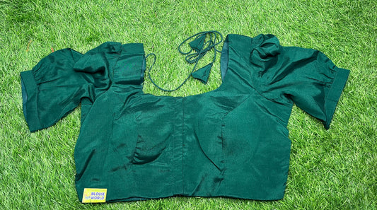 Bottle green puff hands blouse 👚