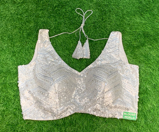 Silver sequence with hands blouse