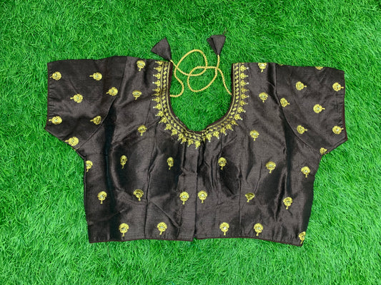 Brown embroidery blouse