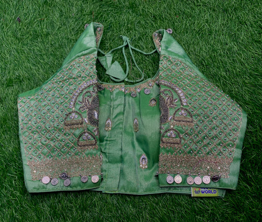 Pista green coin 🪙 work blouse 👚