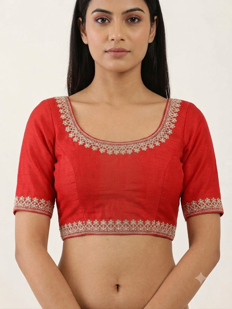 Silver embroidery work blouse