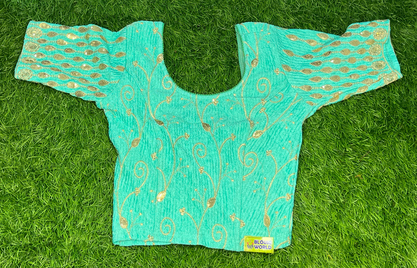 Pista green golden sequence XXL size blouse