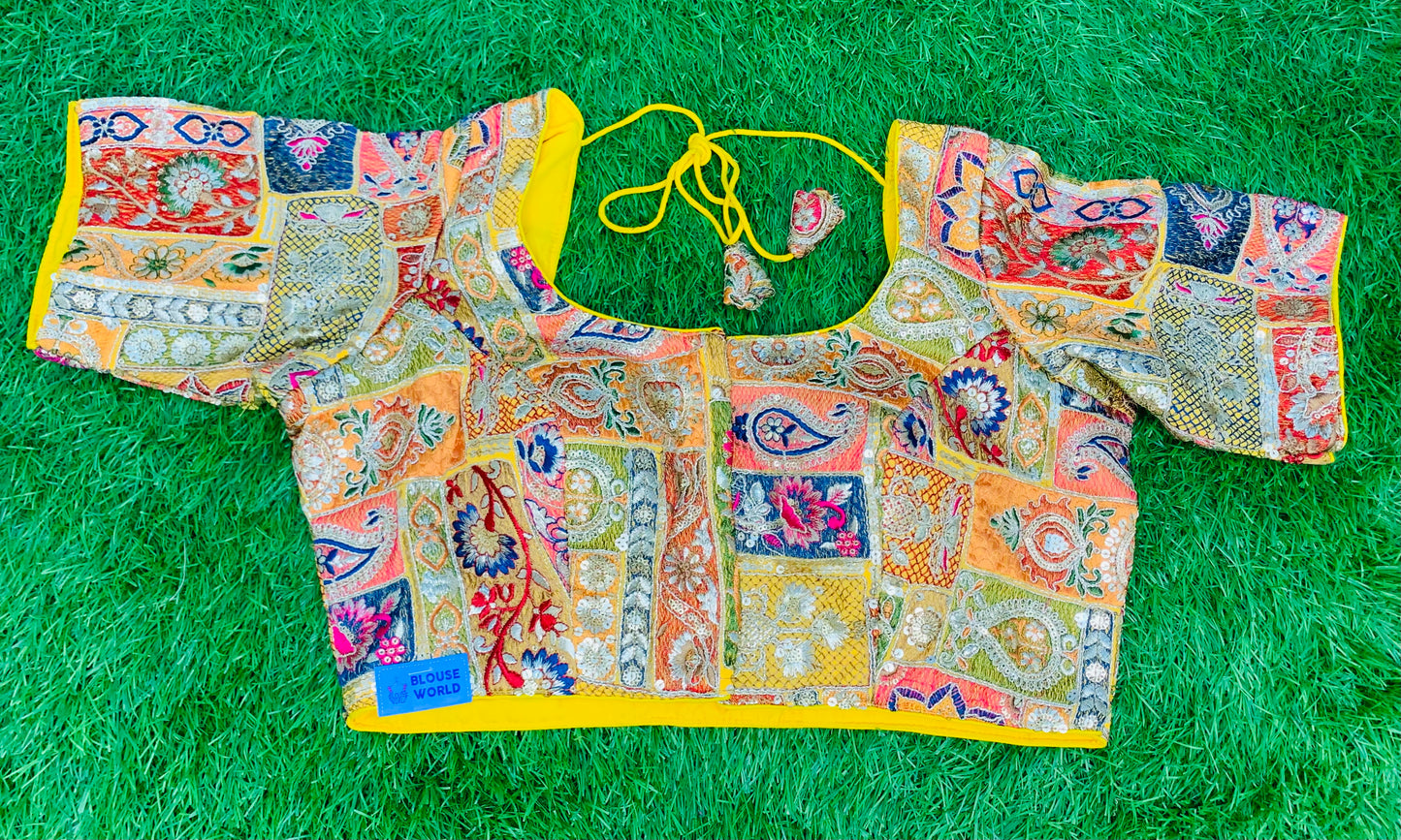 Yellow multicolour blouse