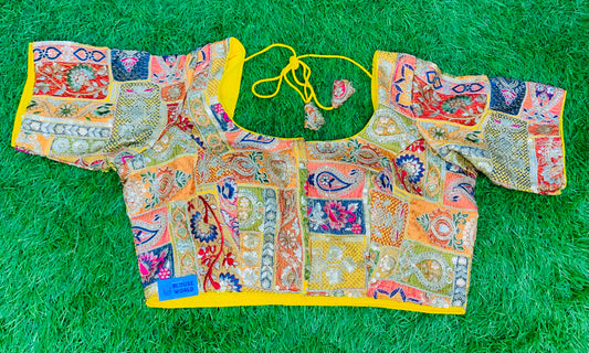 Yellow multicolour blouse