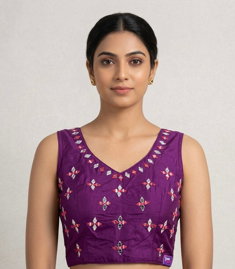 Navratri mirror work with hands blouse