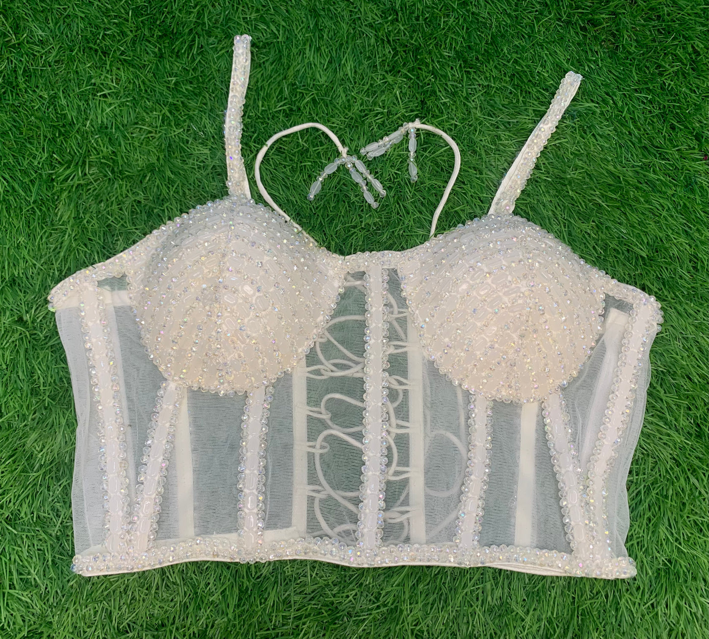 Off white colour Crystal stone corset blouse