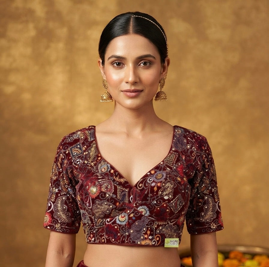 Designer fancy velvet blouse
