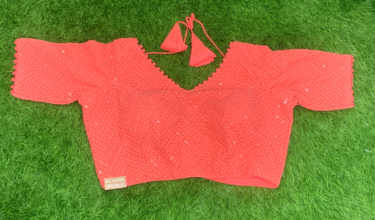 Dark peach colour fancy blouse
