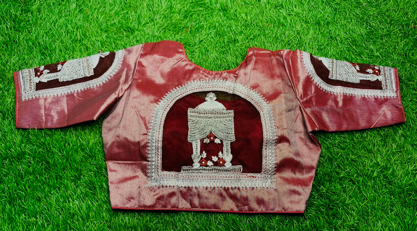 Marron mandap designer net work blouse 👚