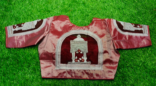 Marron mandap designer net work blouse 👚