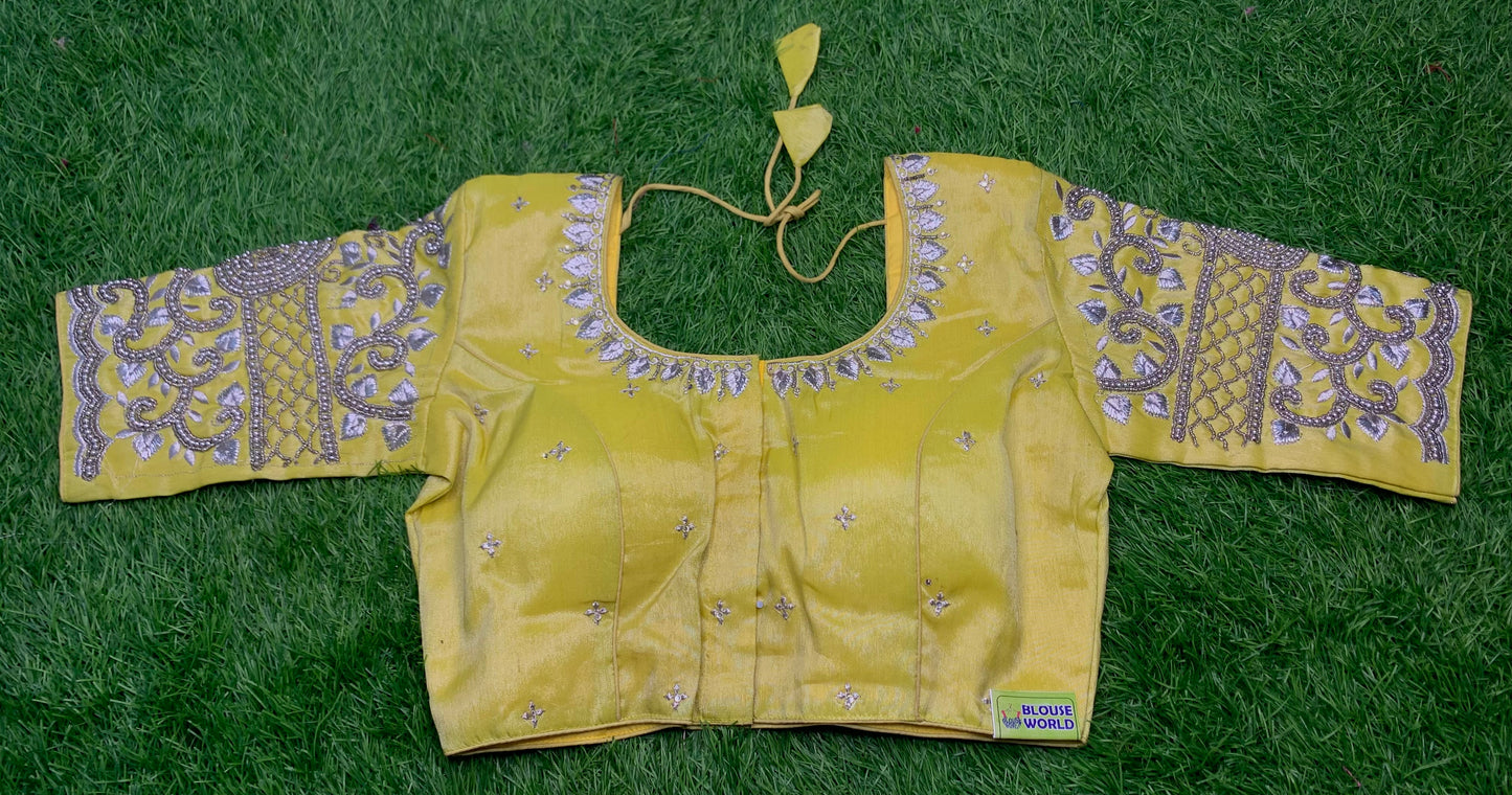 Lemon 🍋 yellow silver work blouse 👚