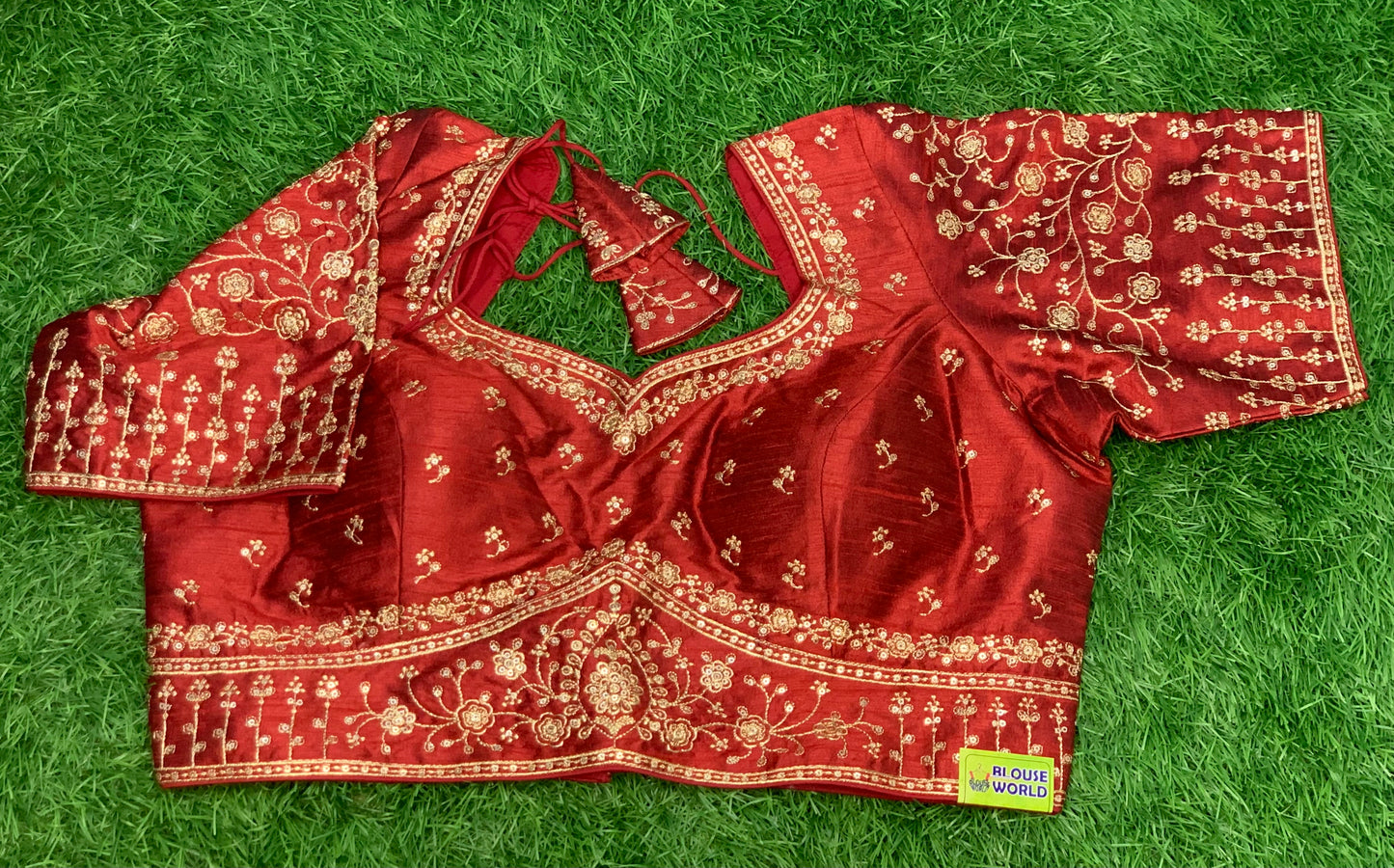 Marron colour embroidery work