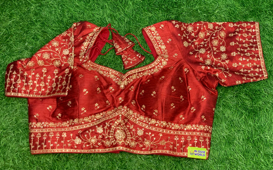 Marron colour embroidery work