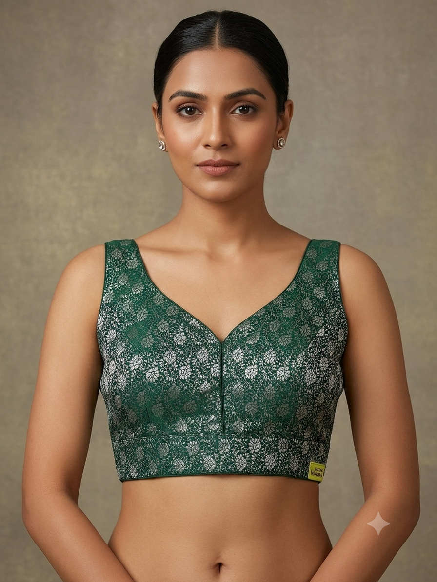 Sleeveless banaras blouse(inside hands available)