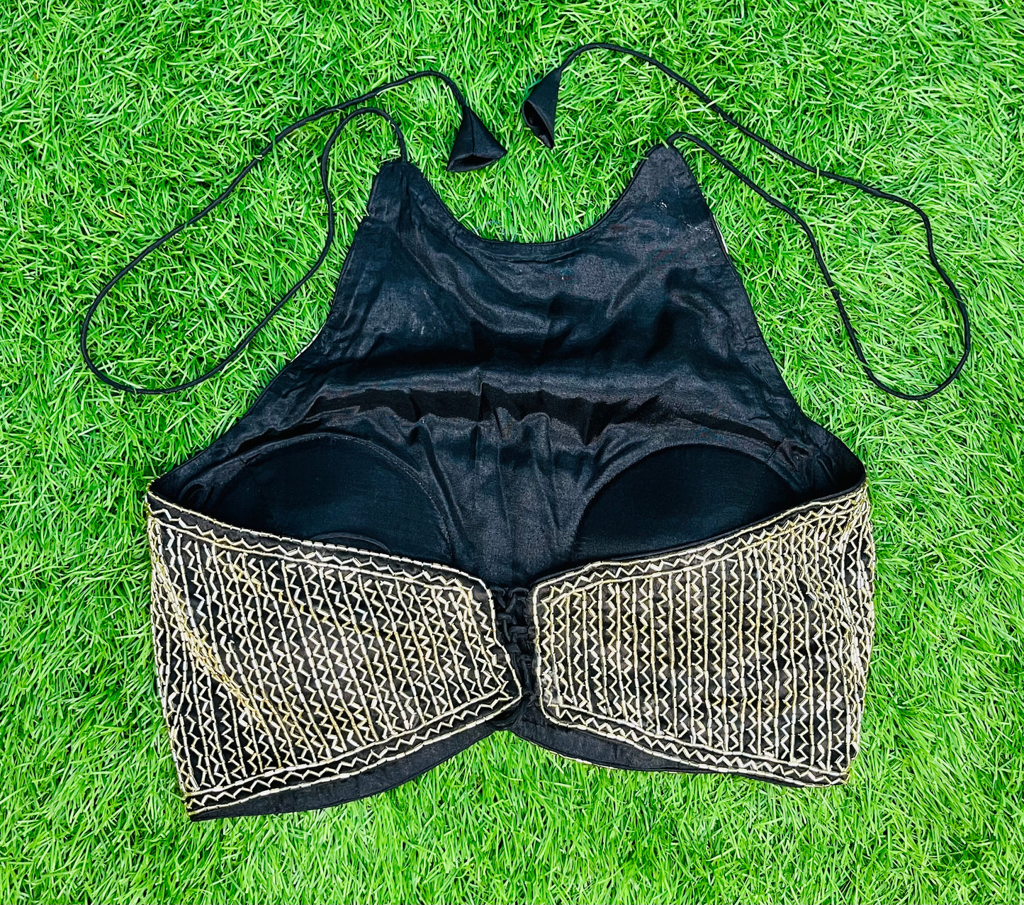 Black halter neck blouse