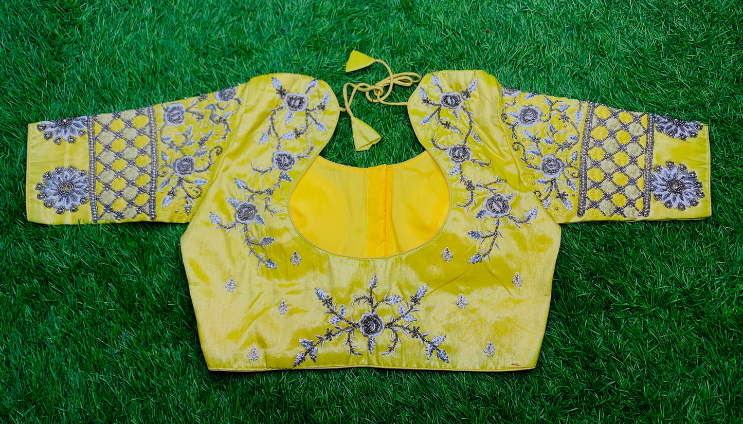 Lemon 🍋 yellow 🧵 thread 🪡 thread work blouse 👚