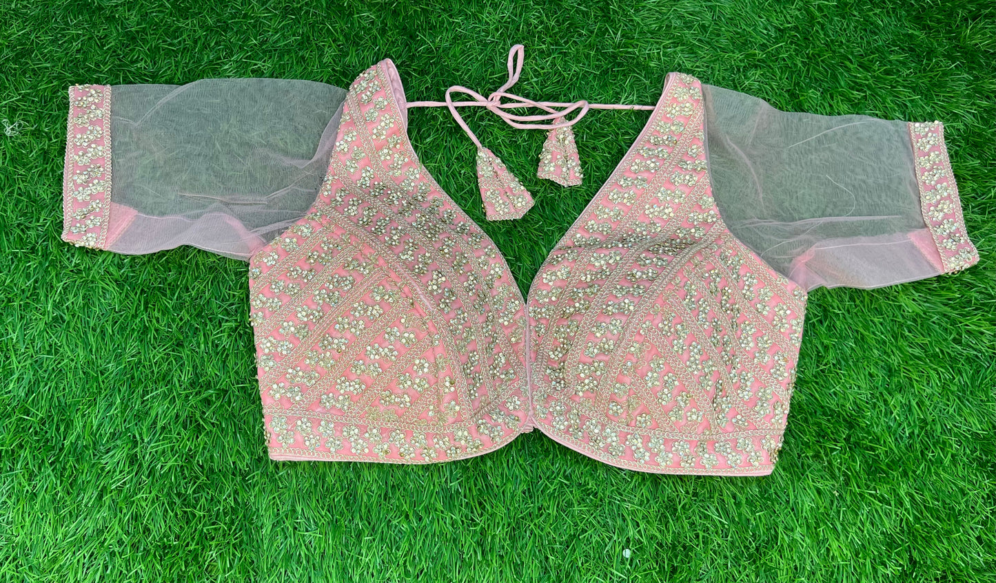 Peach stonework blouse