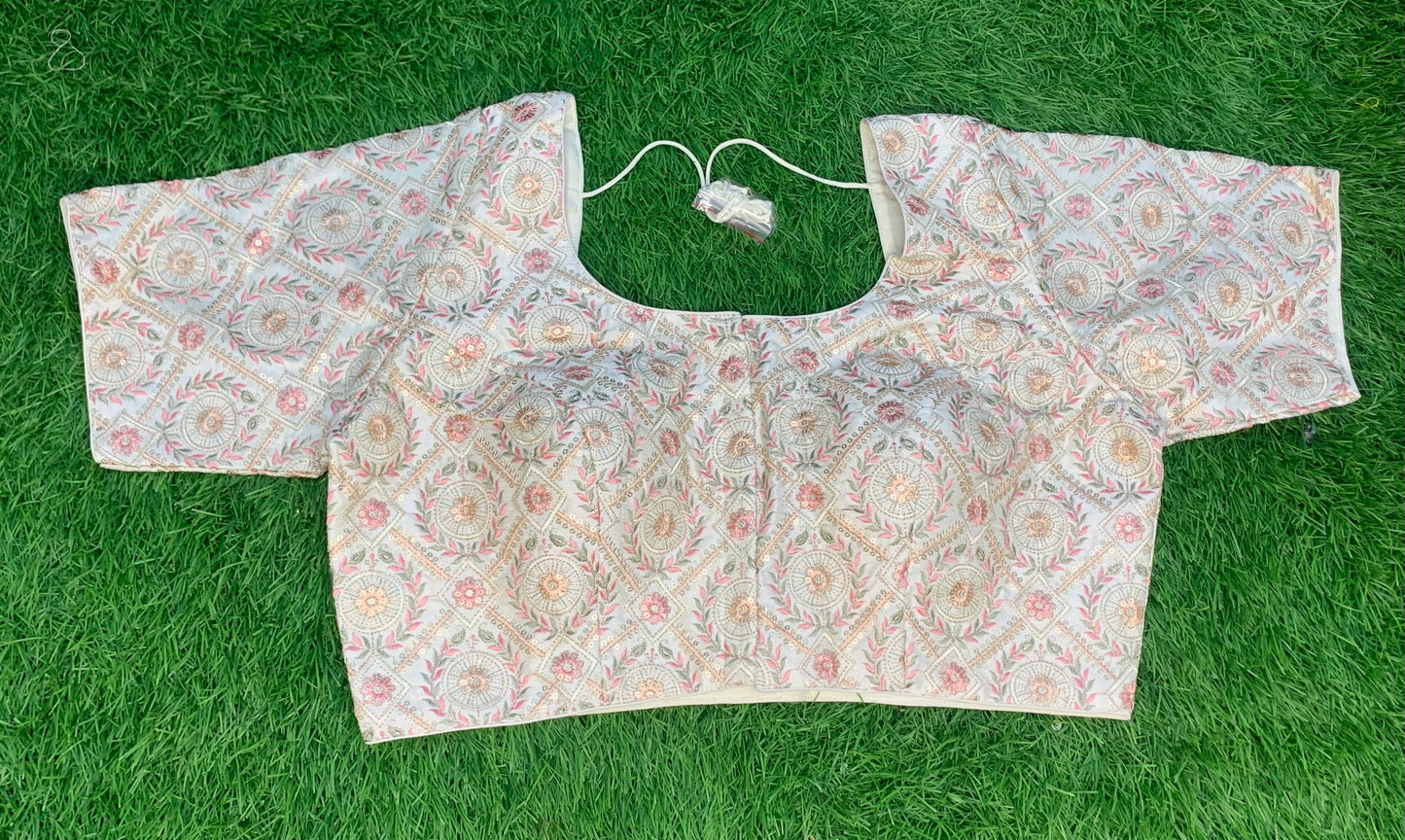 Thread work front hooks blouse