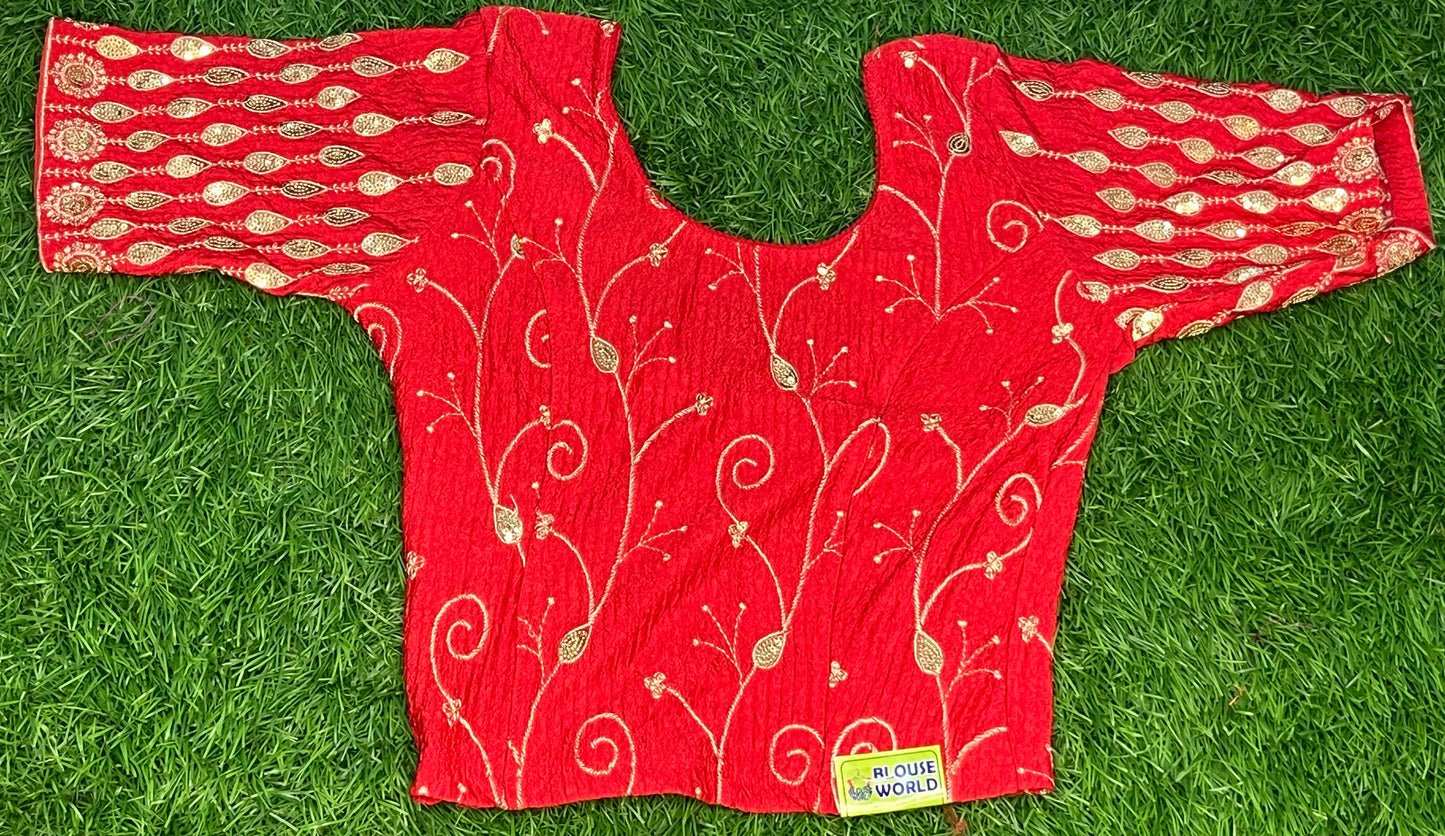 Red colour with gold work Strectable XXL size blouse