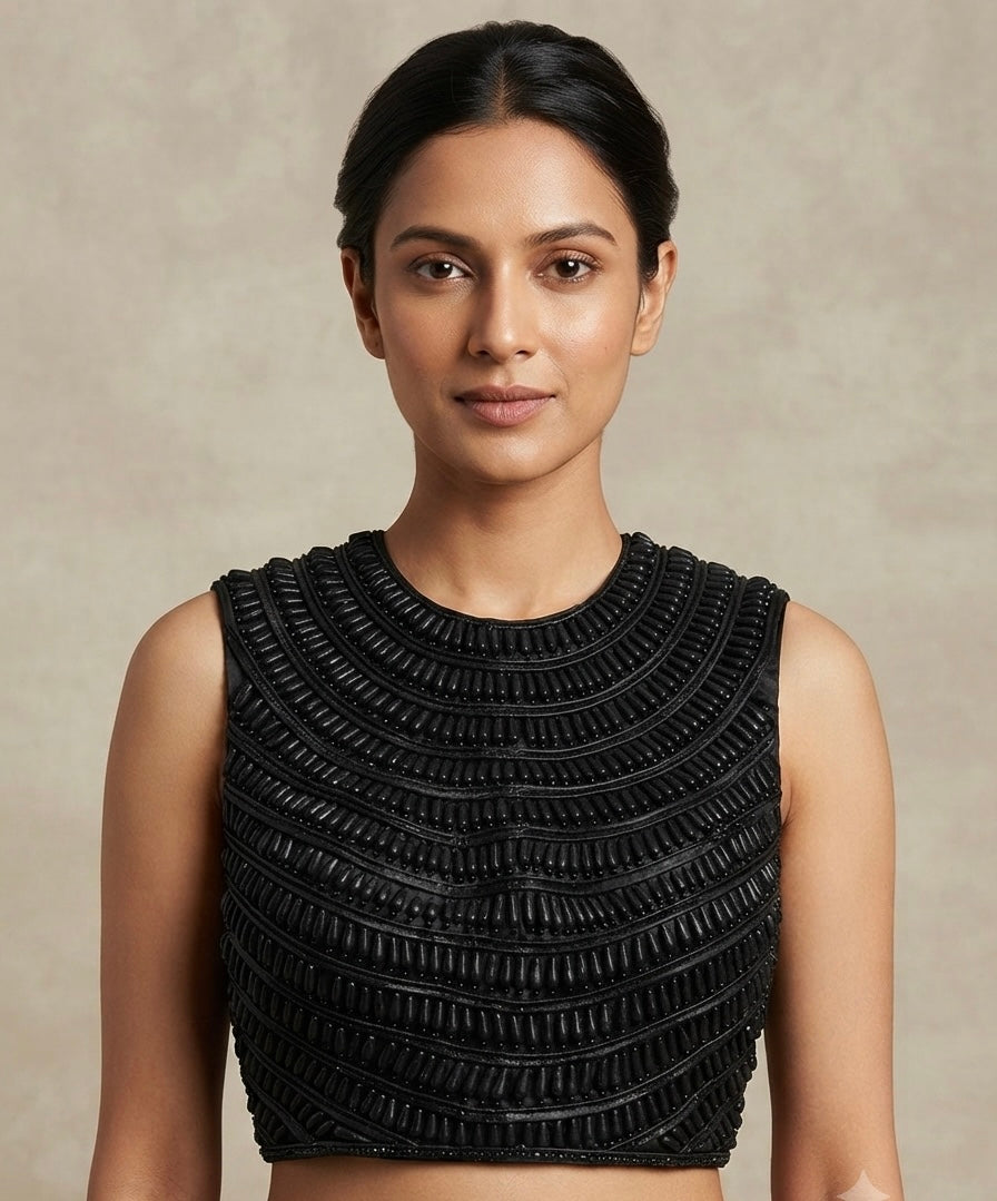 Black Pearl high round neck sleeveless Blouse 👚