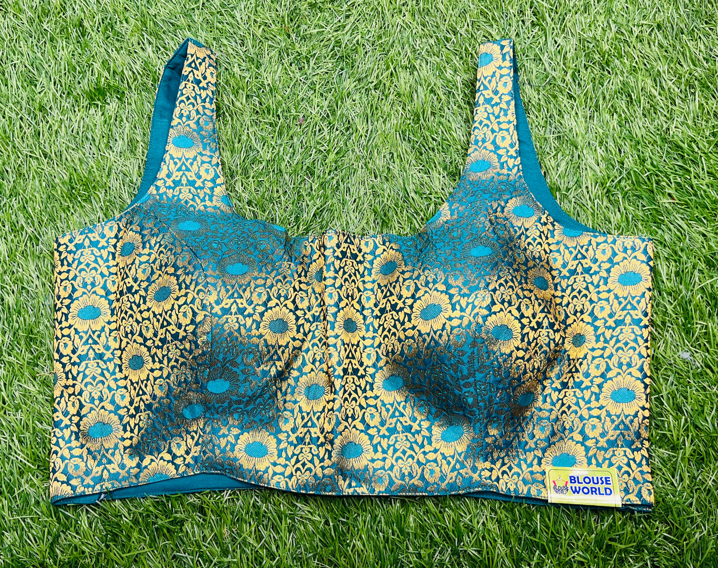 Rama blue/green Banaras print blouse 👚