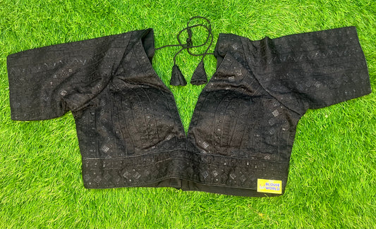 Black v neck with hands blouse