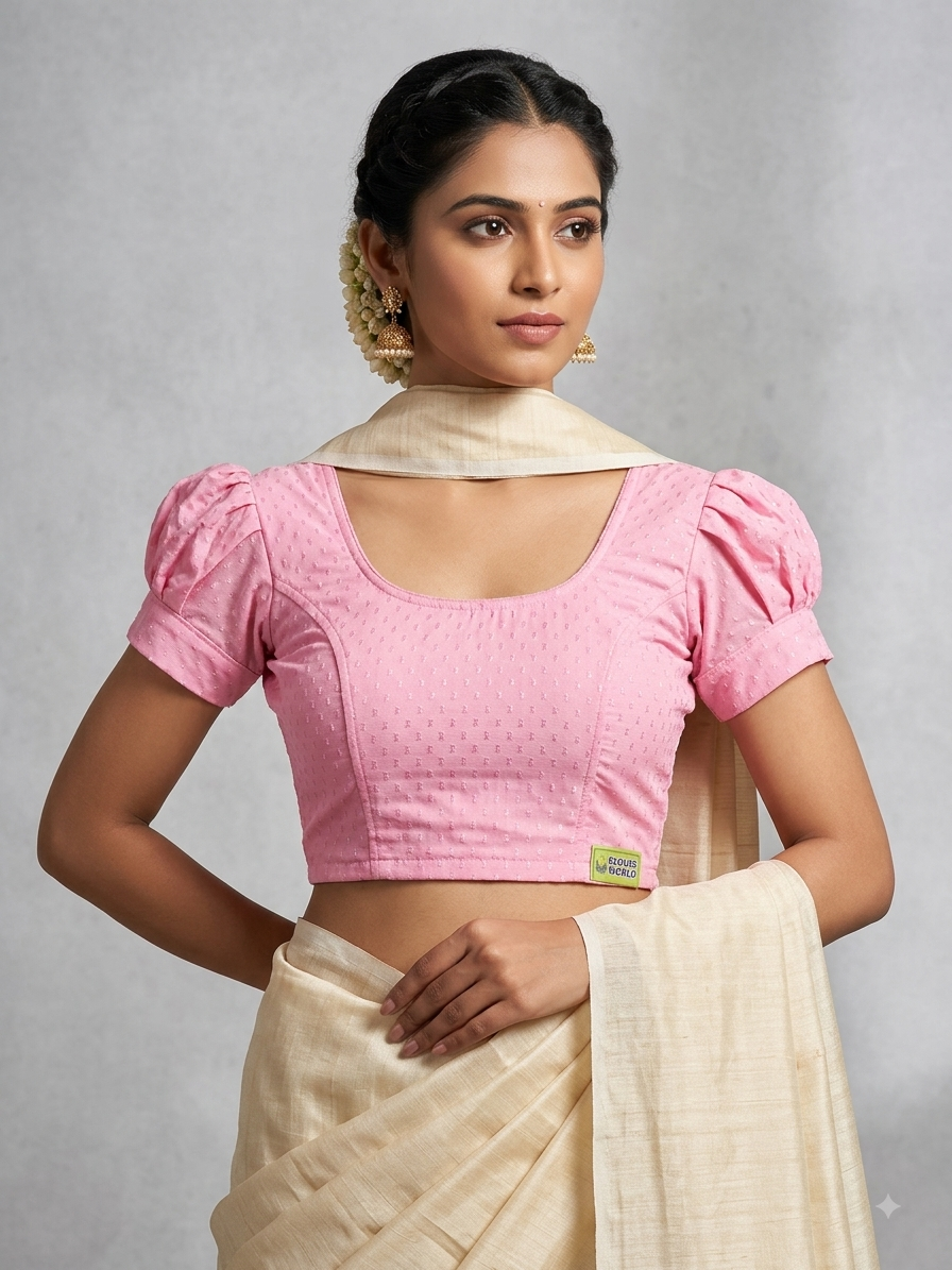 Baby pink puff hands stretchable blouse 👚 (xxlsize￼